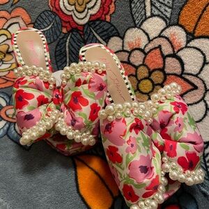 Floral Pearl Embellished Heels